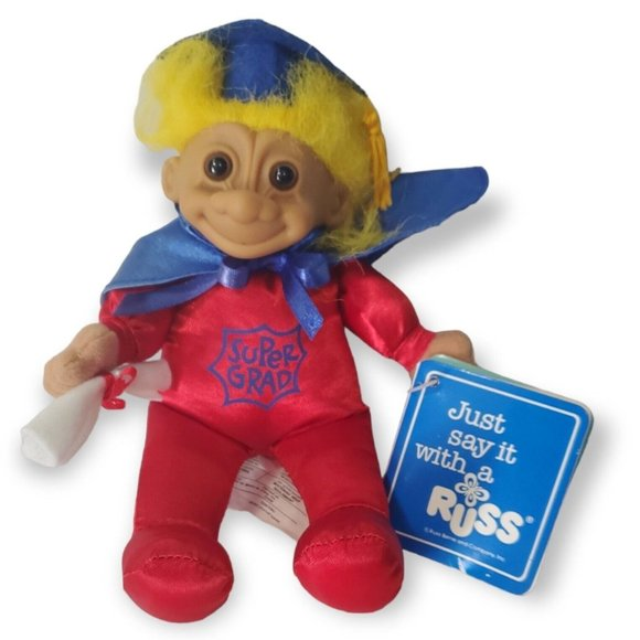 Russ Other - Russ Troll Doll Plush Super Grad Graduation Displayed Vintage 90s‎